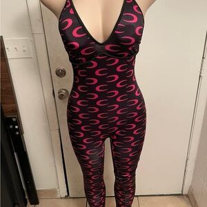 Chic Black and Pink Patterned Jumpsuit